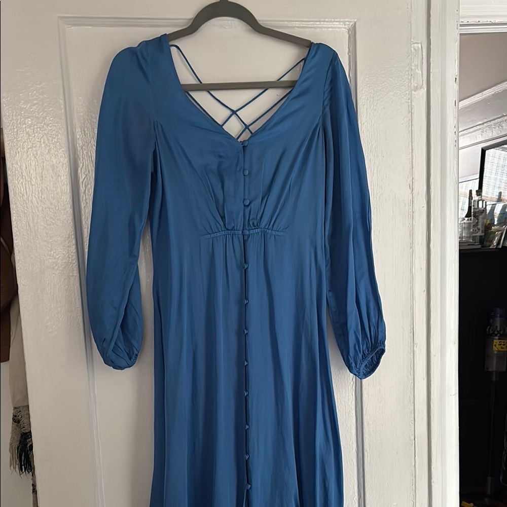 Free People Long Sleeve Blue Dress
